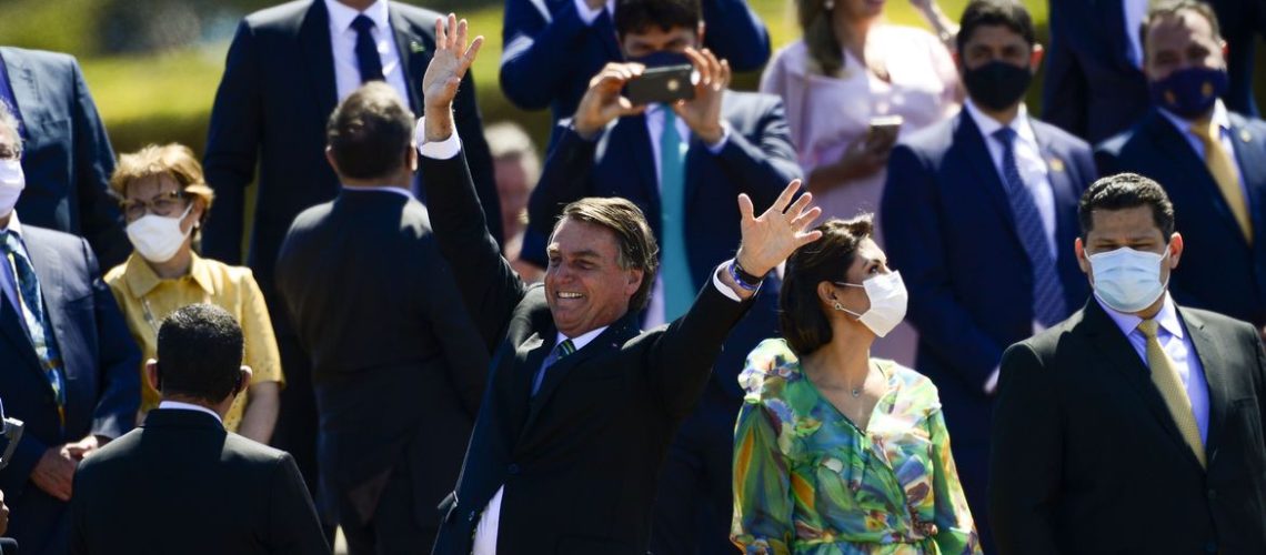 O presidente Jair Bolsonaro, ministros e autoridades participam de cerimônia comemorativa do 7 de Setembro, no Palácio da Alvorada.