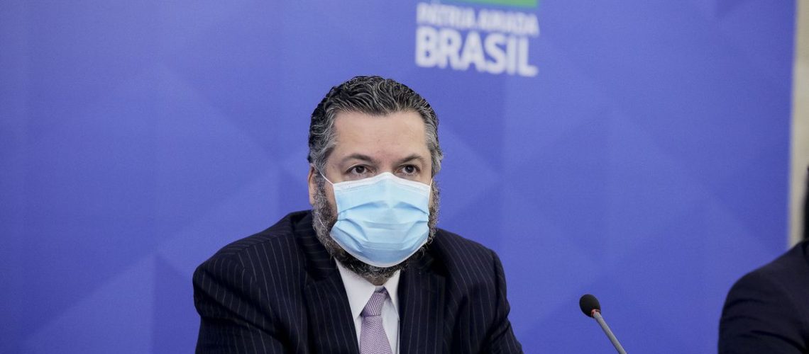O ministro de Relações Exteriores, Ernesto Araújo, durante coletiva de imprensa.