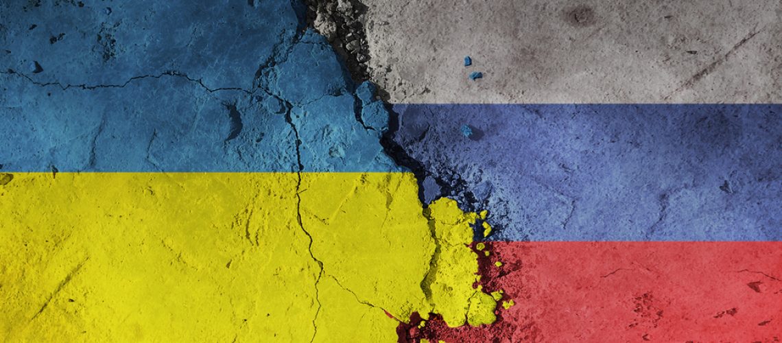 Diplomatic,Relations,Between,Ukraine,And,Russia.,Flag,Of,The,Two