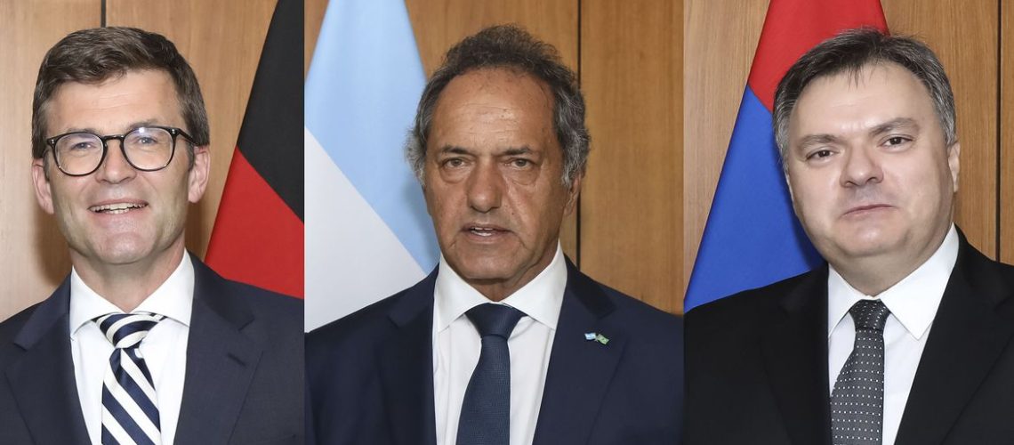 Apresentação da carta credencial dos embaixadores da Alemanha, Heiko Chritoph Thoms, Argentina, Daniel Osvaldo Scioli e Armênia, Arman Akopian ao presidente da República, Jair Bolsonaro